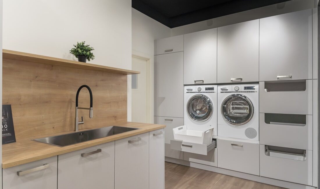 light grey utility in our Wilmslow kitchen showroom